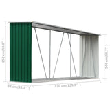 NNEVL Garden Log Storage Shed Galvanised Steel 330x84x152 cm Green