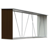 NNEVL Garden Log Storage Shed Galvanised Steel 330x84x152 cm Brown