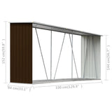 NNEVL Garden Log Storage Shed Galvanised Steel 330x84x152 cm Brown