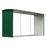 NNEVL Garden Log Storage Shed Galvanised Steel 330x92x153 cm Green