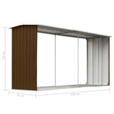 NNEVL Garden Log Storage Shed Galvanised Steel 330x92x153 cm Brown