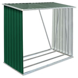 NNEVL Garden Log Storage Shed Galvanised Steel 163x83x154 cm Green
