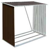 NNEVL Garden Log Storage Shed Galvanised Steel 163x83x154 cm Brown