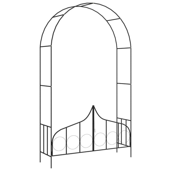 NNEVL Garden Arch with Gate Black 138x40x238 cm Iron