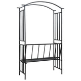 NNEVL Garden Arch with Bench Black 128x50x207 cm Iron