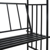 NNEVL Garden Arch with Bench Black 128x50x207 cm Iron