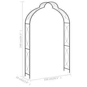 NNEVL Garden Arch Black 150x34x240 cm Iron