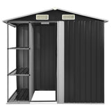 NNEVL Garden Shed with Rack Anthracite 205x130x183 cm Iron