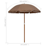 NNEVL Parasol with Steel Pole 180 cm Taupe