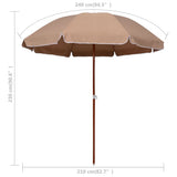 NNEVL Parasol with Steel Pole 240 cm Taupe