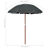 NNEVL Parasol with Steel Pole 180 cm Anthracite
