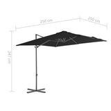 NNEVL Cantilever Umbrella with Steel Pole Black 250x250 cm