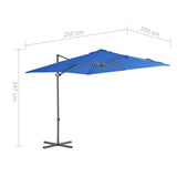 NNEVL Cantilever Umbrella with Steel Pole Azure Blue 250x250 cm