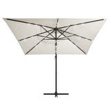 NNEVL Cantilever Umbrella with LED lights and Steel Pole 250x250 cm Sand