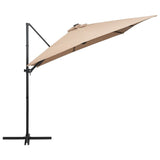 NNEVL Cantilever Umbrella with LED lights and Steel Pole 250x250 cm Taupe