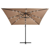 NNEVL Cantilever Umbrella with LED lights and Steel Pole 250x250 cm Taupe