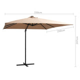 NNEVL Cantilever Umbrella with LED lights and Steel Pole 250x250 cm Taupe