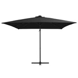 NNEVL Cantilever Umbrella with LED lights and Steel Pole 250x250 cm Black