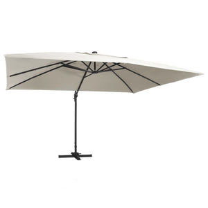 NNEVL Cantilever Umbrella with LED Lights and Aluminium Pole 400x300 cm Sand