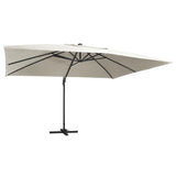 NNEVL Cantilever Umbrella with LED Lights and Aluminium Pole 400x300 cm Sand