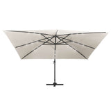 NNEVL Cantilever Umbrella with LED Lights and Aluminium Pole 400x300 cm Sand