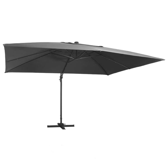 NNEVL Cantilever Umbrella with LED Lights and Aluminium Pole 400x300 cm Anthracite