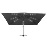 NNEVL Cantilever Umbrella with LED Lights and Aluminium Pole 400x300 cm Anthracite