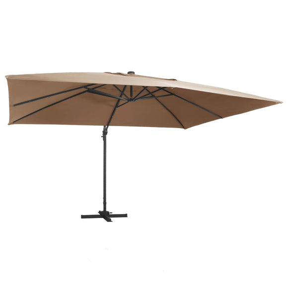 NNEVL Cantilever Umbrella with LED Lights and Aluminium Pole 400x300 cm Taupe