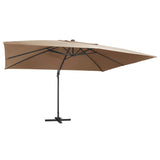 NNEVL Cantilever Umbrella with LED Lights and Aluminium Pole 400x300 cm Taupe