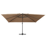 NNEVL Cantilever Umbrella with LED Lights and Aluminium Pole 400x300 cm Taupe