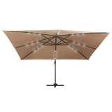 NNEVL Cantilever Umbrella with LED Lights and Aluminium Pole 400x300 cm Taupe