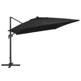 NNEVL Cantilever Umbrella with LED Lights and Aluminium Pole 400x300 cm Black