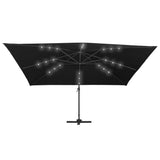 NNEVL Cantilever Umbrella with LED Lights and Aluminium Pole 400x300 cm Black