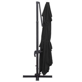 NNEVL Cantilever Umbrella with LED Lights and Aluminium Pole 400x300 cm Black