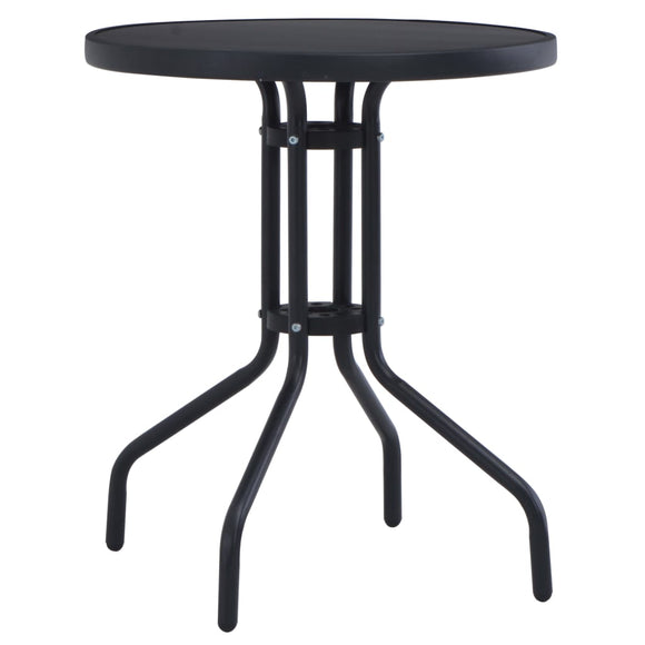 NNEVL Garden Table Black 80 cm Steel and Glass