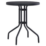NNEVL Garden Table Black 80 cm Steel and Glass