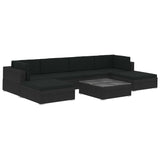 NNEVL 7 Piece Garden Lounge Set with Cushions Poly Rattan Black
