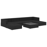 NNEVL 7 Piece Garden Lounge Set with Cushions Poly Rattan Black