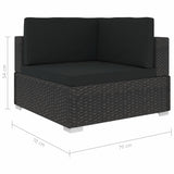 NNEVL 7 Piece Garden Lounge Set with Cushions Poly Rattan Black