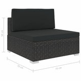 NNEVL 7 Piece Garden Lounge Set with Cushions Poly Rattan Black