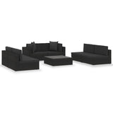 NNEVL 7 Piece Garden Lounge Set Black with Cushions Poly Rattan