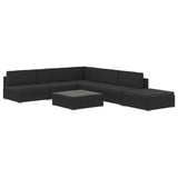 NNEVL 6 Piece Garden Lounge Set Black with Cushions Poly Rattan
