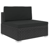 NNEVL 6 Piece Garden Lounge Set Black with Cushions Poly Rattan