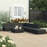 NNEVL 6 Piece Garden Lounge Set Black with Cushions Poly Rattan