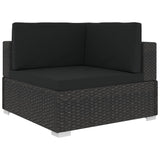 NNEVL 6 Piece Garden Lounge Set with Cushions Poly Rattan Black