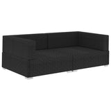 NNEVL Sectional Corner Chairs 2 pcs with Cushions Poly Rattan Black