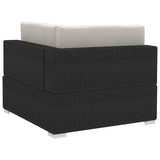 NNEVL Sectional Corner Chairs 2 pcs with Cushions Poly Rattan Black