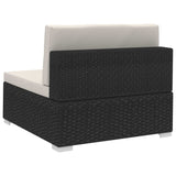 NNEVL Sectional Corner Chairs 2 pcs with Cushions Poly Rattan Black