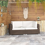 NNEVL Sectional Corner Chairs 2 pcs with Cushions Poly Rattan Brown
