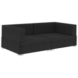 NNEVL Sectional Corner Chairs 2 pcs with Cushions Poly Rattan Black